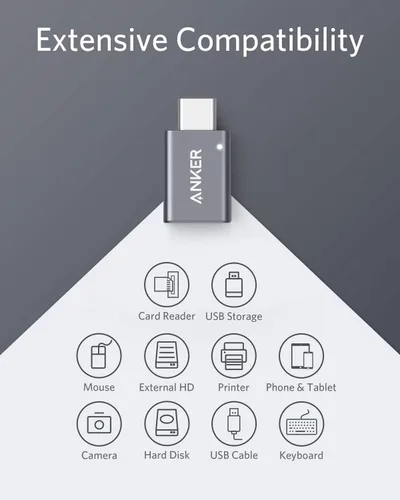 Vista 4 de Anker Adaptador USB C (paquete de 2), adaptador USB C a USB, transferencia de datos de alta velocidad para MacBook Pro 2020, iPad Pro 2020, Samsung
