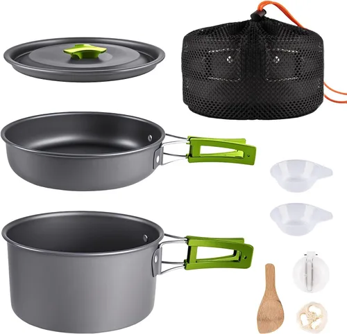 Vista 10 de aiGear Utensilios de cocina para acampar con olla cubiertos vajilla 1-2