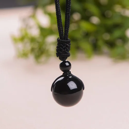 Vista 7 de iSTONE Collar unisex con dije de cuentas redondas auténticas, cadena de cuerda negra de 24 pulgadas para hombres y mujeres