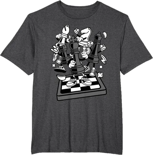 Vista 21 de Figura cómica Camiseta de tablero de ajedrez jugador de ajedrez Azul Marino