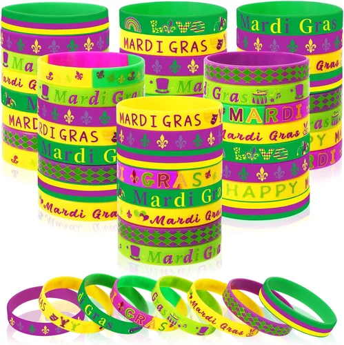 Vista 13 de JUNEBRUSHS 64 piezas de pulseras de silicona para fiesta del 100º día de escuela