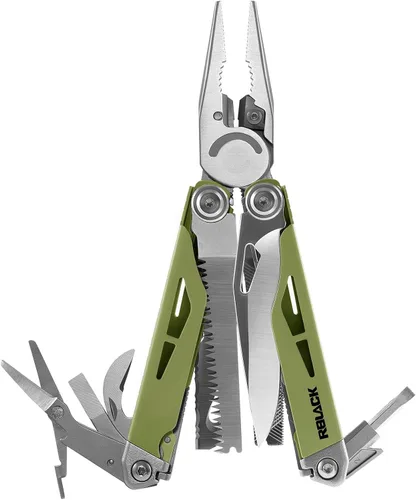 Vista 19 de Tijeras y alicates multiherramienta 21 en 1 con cortadores de tungsteno, autobloqueo Kit EDC duradero y resistente para camping, reparación, Negro