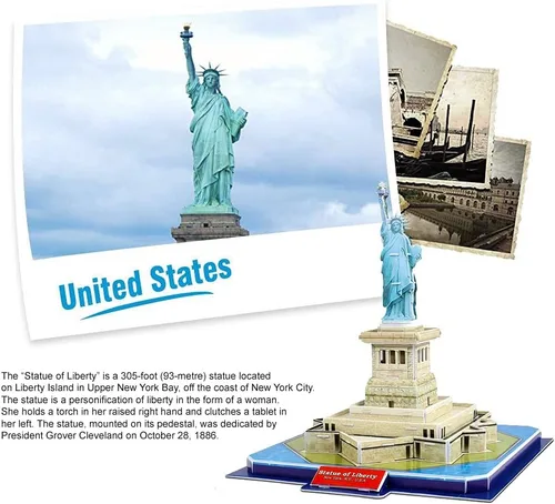 Vista 5 de Rompecabezas 3D Estatua de la Libertad – Kit de modelo de construcción de arquitectura de bricolaje Réplica realista, sin pegamento Juguete