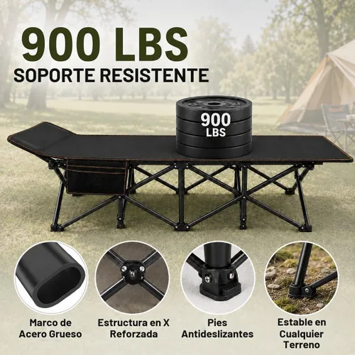 Vista 3 de ABORON - Catre de campamento XXL de 32 pulgadas para adultos, catre de dormir extra ancho de gran