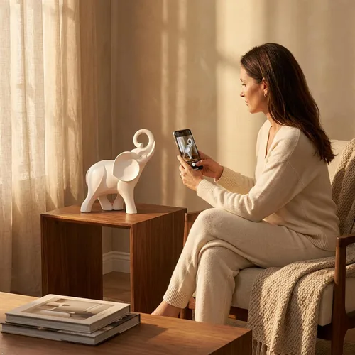 Vista 2 de Estatua de elefante de 15 pulgadas. La decoración de elefante trae buena suerte, salud y fuerza. Regalos de elefante para mujeres, regalos