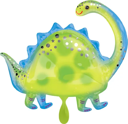 Vista 2 de Anagram - Globo de aluminio Brontosaurus de 32 pulgadas, multicolor