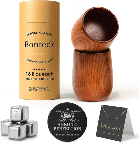 Vista 10 de Bonteck Vaso grande de madera carbonizada original de Bourbon Vaso de whisky de madera carbonizada de 14 onzas Regalos de bourbon para hombres