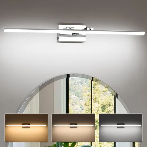 Vista 21 de Lámpara LED para tocador de baño, moderna lámpara de baño sobre el espejo (blanco frío 6000 K), barra de luz de tocador con ángulo ajustable, 24