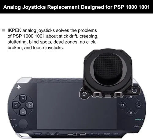 Vista 2 de IKPEK 1 joystick analógico 3D negro y 2 tapas de botón de repuesto para Sony PSP 1000 1001