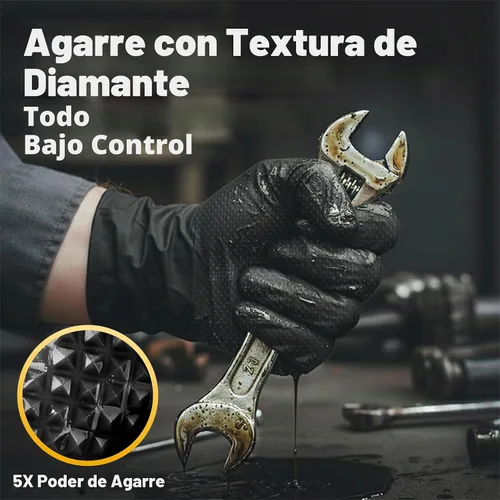 Vista 3 de TitanFlex Heavy Duty Black Industrial Nitrile Gloves with Raised Diamond Texture, Latex Free 8mil