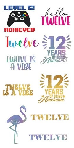 Vista 6 de Tatuajes temporales de cumpleaños número 12, 4 hojas, divertidos recuerdos de fiesta de cumpleaños para él o ella, suministros para fiestas