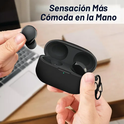 Vista 5 de Funda compatible con Sony WF-1000XM5, funda protectora de silicona para auriculares inalámbricos Sony XM5, LED frontal visible (negro)