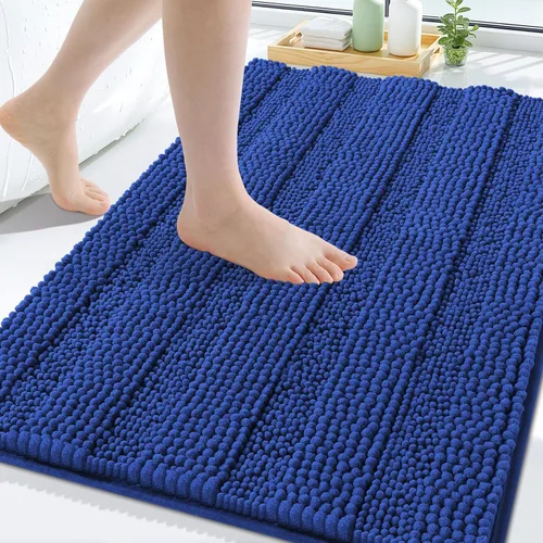 Vista 262 de Grandaily Alfombras de baño de felpilla a rayas de 24 x 16 pulgadas, extra gruesas y suaves, absorbentes, parte trasera de goma, alfombra de ducha