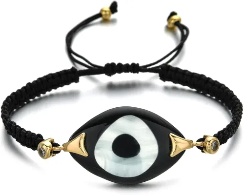 Vista 2 de TheHAD - 25432 - Pulseras de resina con dije de pavo negro para mujer joyería de fe turca ajustable para mujer joyería de fe turca