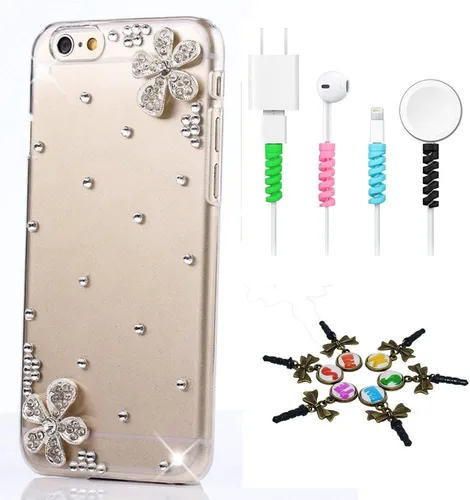 Vista 6 de Bling Case compatible con iPhone 5C - Elegante - 3D hecha a mano [Serie Sparkle Series] Eiffel diseño mariposa oso perla diseño mariposa cubierta