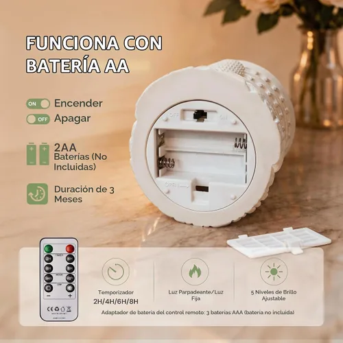 Vista 3 de L LOHAS LED Velas sin llama con control remoto, vela de pilar LED con Blanco