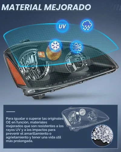 Vista 5 de Nilight - Conjunto de faros delanteros compatibles con Nissan Altima 2002, 2003, 2004. Carcasa negra, reflector ámbar, lente transparente. Faros