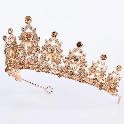 Vista 3 de Tiara de boda verde para mujer, corona de reina y tiaras, corona de princesa para mujeres y niñas, diademas de cristal para novia, Metal