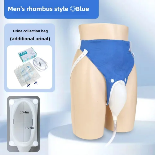 Vista 2 de Urinario masculino a prueba de fugas que incluye bolsa de orina de 33.8 fl oz/67.6 fl oz, tubo de 1,2 M y pantalones de soporte transpirables