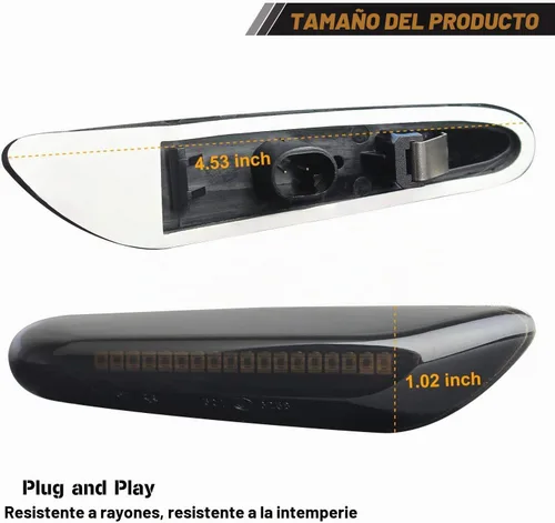 Vista 5 de Luces LED de Marcador Lateral de Señal de Giro Lente Ahumada Compatible con BMW E90 E91 E92 E93 E46 E53 X3 E83 X 1 E84 E81 E82 E87 E88