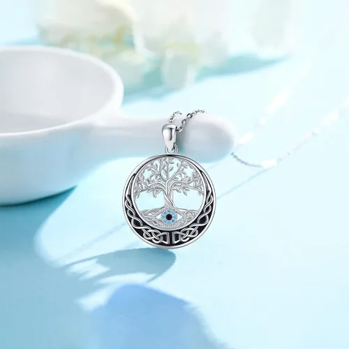Vista 3 de Midir&Etain Tree of Life Necklace for Women 925 Sterling Silver Evil EyeMoon Pandent Celtic Jewelry Gifts for Women Mother