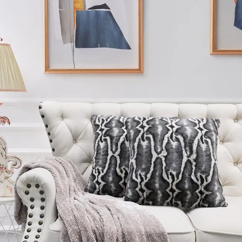 Vista 8 de Home Soft Things Tip Printing - Juego de 2 fundas de almohada de piel sintética ligera de 20 x 20 pulgadas, color gris Arusha, fundas de almohada