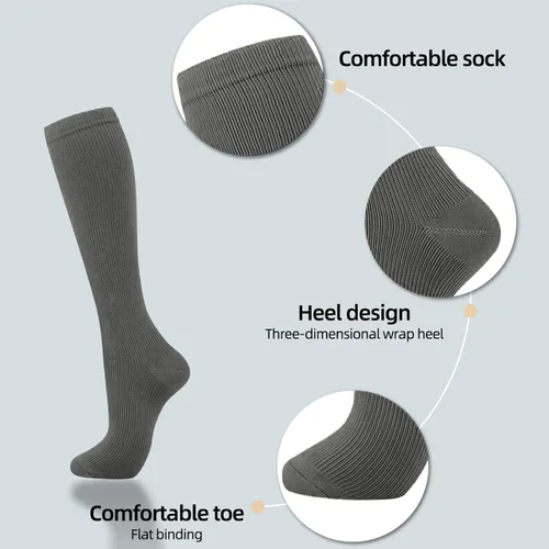 Vista 4 de Compression Socks (7 Pairs) Knee High Compression Sock For Women & Men Stockings-Best Support For Nurses,Running,Athletic
