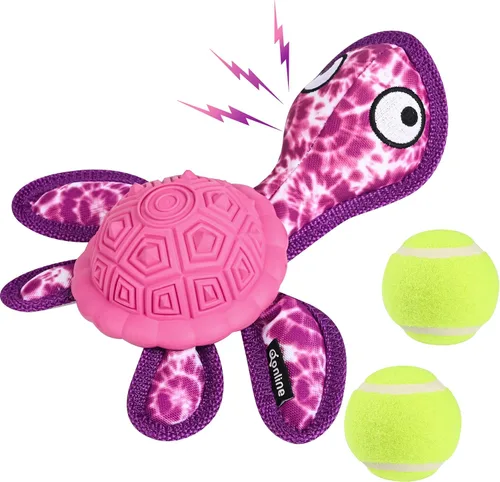 Vista 9 de Juguetes masticables para perros, juguetes para masticar dientes de cachorro, material de goma duradero, con forma de tortuga, juguetes para perros