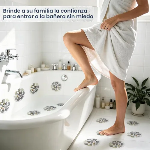 Vista 5 de Cabilock 8 calcomanías antideslizantes para bañera de 5.9 x 5.9 pulgadas, autoadhesivas antideslizantes para baño, calcomanías de seguridad
