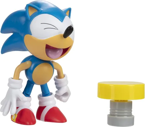 Vista 3 de Sonic The Hedgehog - Figura de acción clásica de Sonic con resorte coleccionable de 4 pulgadas