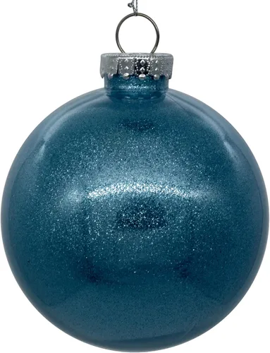 Vista 34 de Vickerman Adorno navideño de bola transparente de 3 pulgadas con interior de purpurina dorada antigua. Oro envejecido