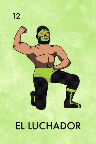 Vista 5 de El Luchador - Póster de Parodia de Lotería Mexicana, luchador mexicano, lucha libre mexicana, póster de 12 x 18 pulgadas