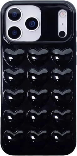 Vista 24 de Funda para iPhone 11 para mujer, funda de gel Kawaii 3D Pop Bubble Heart Kawaii, linda funda para iPhone 11 de 6.1 pulgadas, color negro