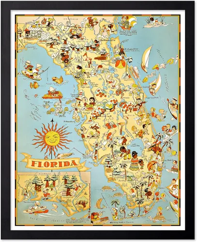 Vista 74 de Poster Master Póster retro de viaje con mapa monumental vintage de Florencia, arte italiano, gran regalo para hombres, mujeres, amantes