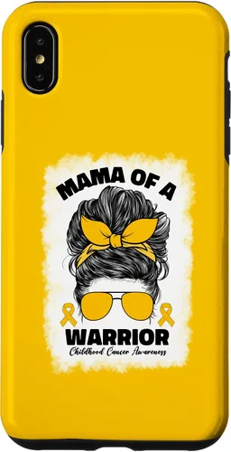 Vista 11 de Mama of A Warrior Messy Bun Mom Childhood Cancer Awareness Case for iPhone 17