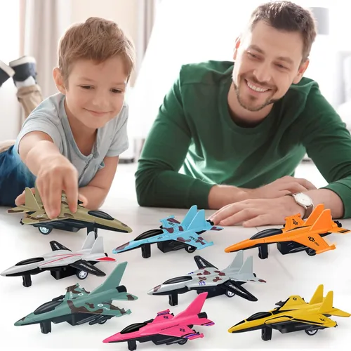 Vista 6 de Paquete de 8 juguetes de avión para niños de 3, 4, 5, 6 a 9 años, aviones de metal fundido a presión, aviones de combate, aviones a chet
