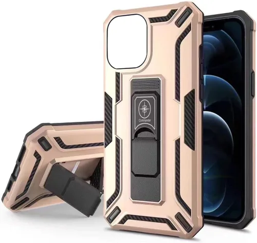 Vista 2 de Crocon Funda diseñada para iPhone 12/12 Pro con protector de pantalla [2 piezas] a prueba de golpes, resistente grado militar, funda protectora