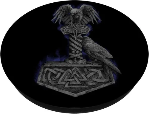 Vista 2 de Viking Norse Mythology Thor's Mjolnir Odin Huginn & Muninn PopSockets PopGrip: agarre intercambiable para teléfonos y tabletas