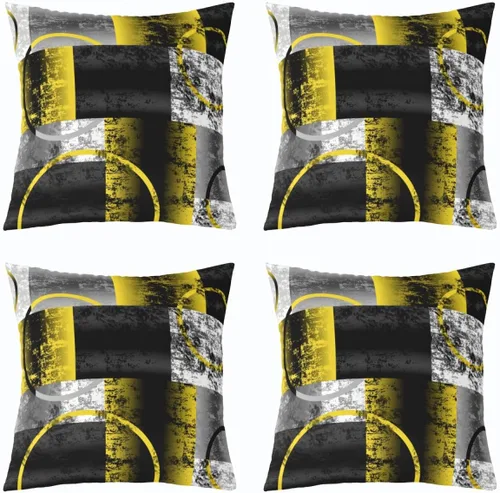 Vista 4 de Feelyou Juego de 2 fundas de almohada geométricas reversibles, color amarillo, gris, negro, geométrico, decoración del hogar, fundas de cojín