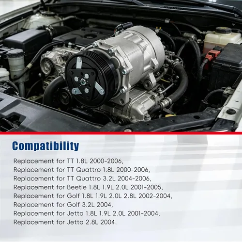 Vista 3 de Reemplazo de compresor de aire acondicionado para TT Beetle Golf Jetta 2000 2001 2002 2003 2004 2005 2006