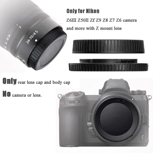 Vista 3 de Tapa de lente trasera y cubierta de carrocería para Nikon Z Mount DSLR-2Sets Tapa de lente para Nikon Z50II Z6III Z30 Zf Z8 Z9 Z50 Z7 Z6 Z5 DSLR