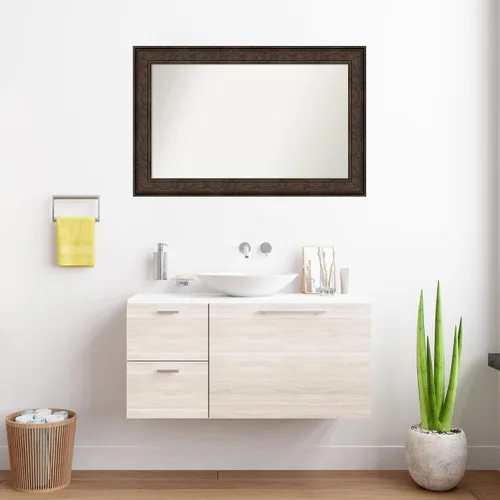 Vista 1036 de Amanti Art Espejo de pared personalizado no biselado (25 x 25 pulgadas), marco de bronce acentuado, varios tamaños personalizados, espejo de baño