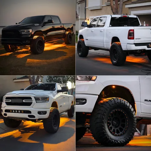 Vista 2 de LASFIT Luces de roca Switchback ámbar y blancas con interruptor de palanca, luces LED para pozo de rueda, kit de iluminación de neón