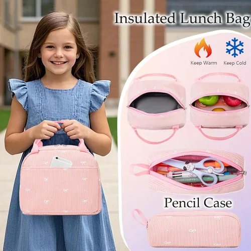 Vista 6 de Juego de mochila para niñas con diseño de unicornio, mochila escolar para niños, mochila para libros para niñas, set 3 en 1, regreso a clases