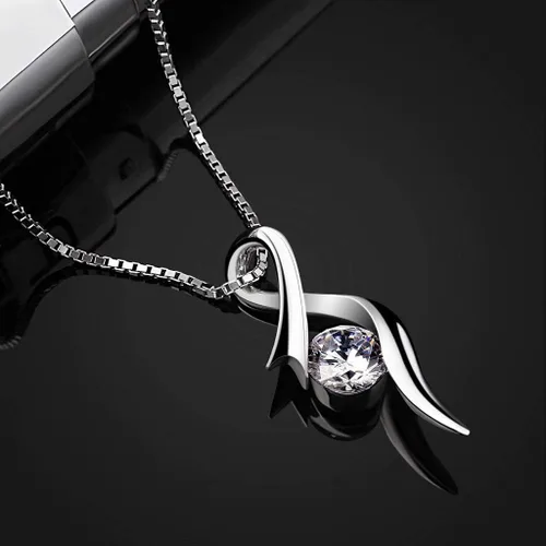 Vista 3 de ZYooch - Dije con la palabra Mom grabada para mujer collar de compromiso de diamantes de imitación joyas para regalar