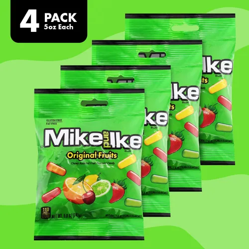Vista 3 de Mike and Ike - Caramelos originales de frutas, paquete de 4 caramelos de cine de 5 onzas cada uno, ideal para Mike e Ike para tus películas