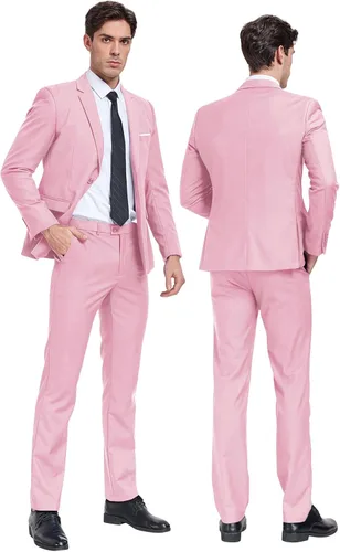 Vista 4 de Traje de 2 piezas para hombre de boda, esmoquin, chaqueta de baile de graduación, trajes ajustados de dos botones, vestido de boda, chaqueta