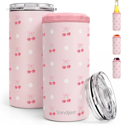 Vista 10 de SANDJEST Vaso para Amantes de los Libros Estante 4 en 1 Vaso de 12 oz Enfriador de Lata Coozie Vaso delgado de acero inoxidable Regalo