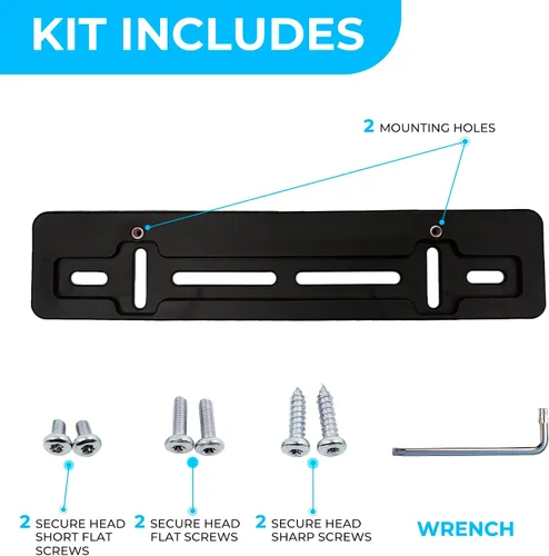 Vista 5 de Soporte de placa de matrícula para parachoques delantero para Honda Juego de soporte de placa con 4 tornillos únicos y kit de llaves, kit