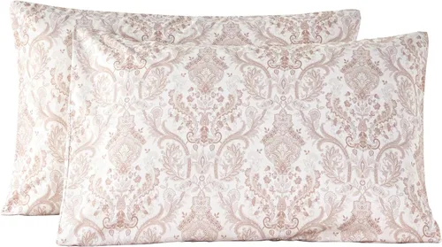 Vista 11 de URBONUR Fundas de almohada 100% algodón tamaño estándar, paquete de 2 fundas de almohada estándar con estampado floral azul, cierre de sobre súper